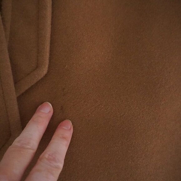 Aritzia Wilfred Brown 70% Wool 10% Cashmere Belted Trench Peacoat Coat Small - Picture 6 of 16